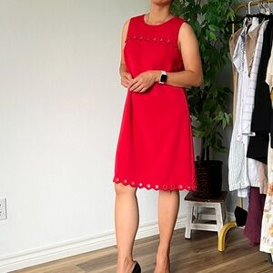 J. Crew Red Scalloped Grommet Sleeveless
Above Knee Shift Dress